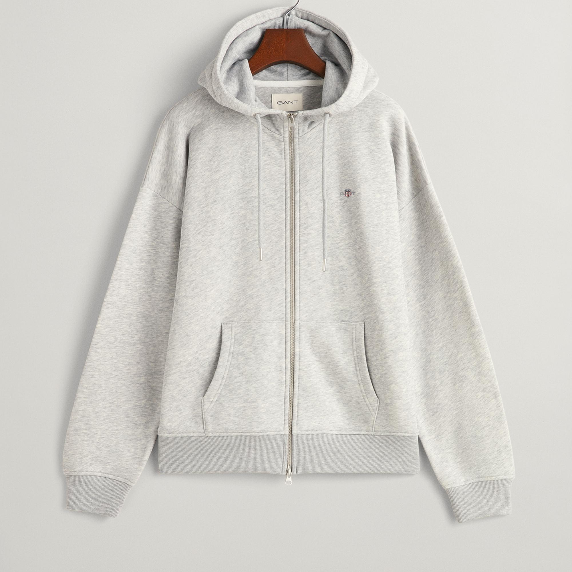 GANT Kadın Gri Relaxed Fit Fermuarlı Sweatshirt