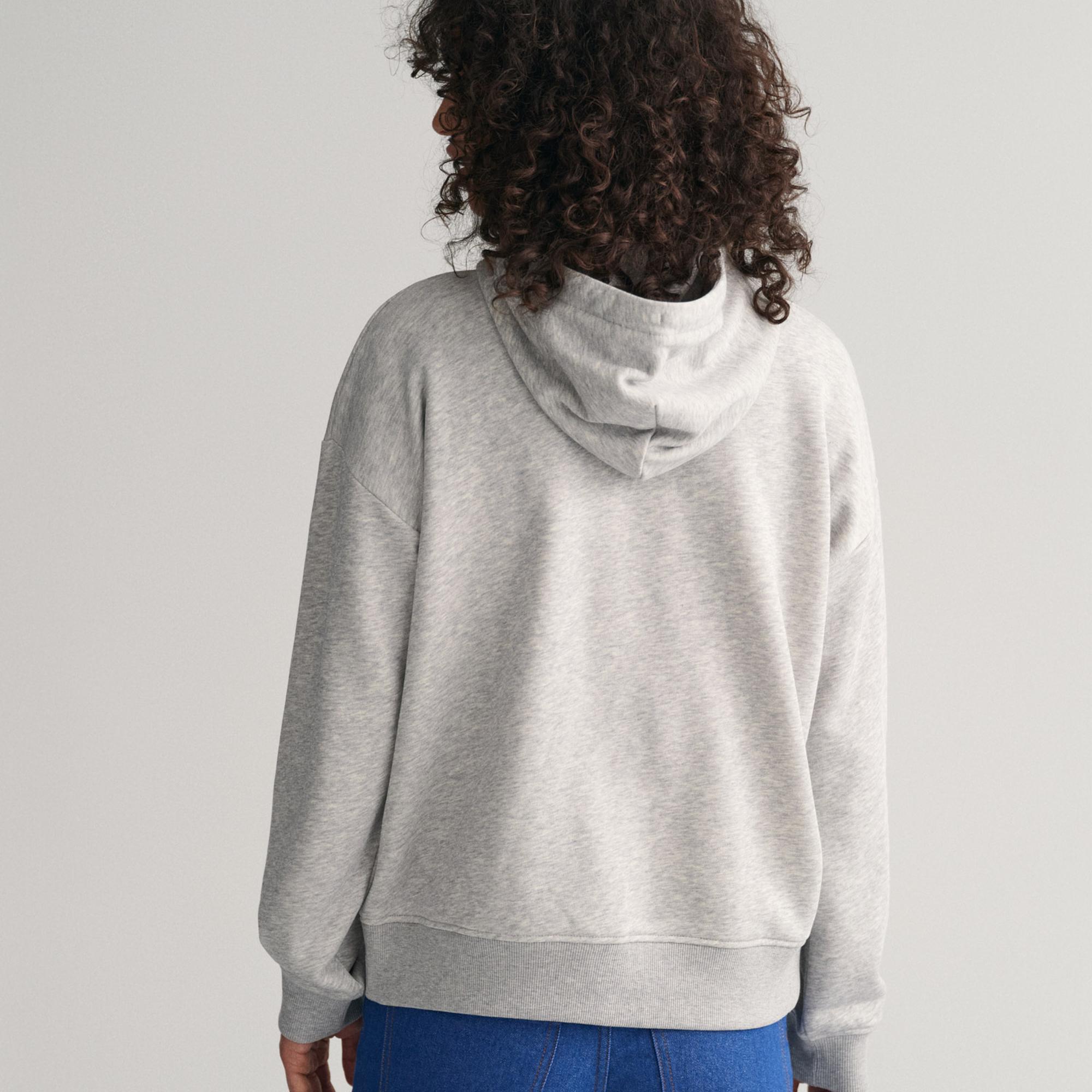 GANT Kadın Gri Relaxed Fit Fermuarlı Sweatshirt