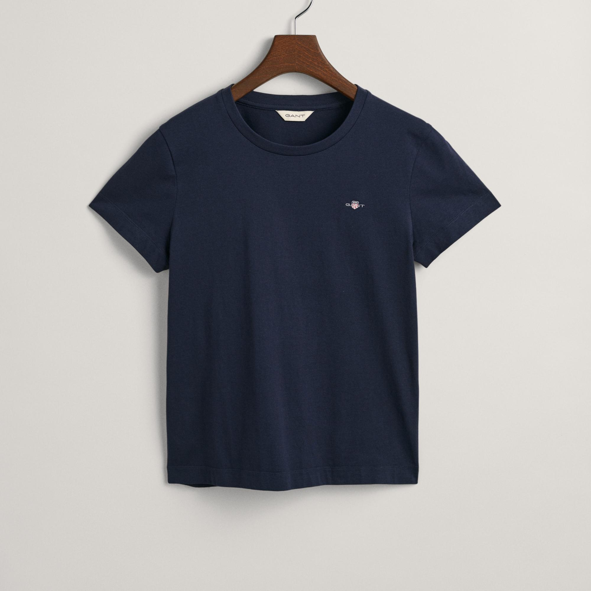 GANT Kadın Lacivert Regular Fit Bisiklet Yaka T-Shirt