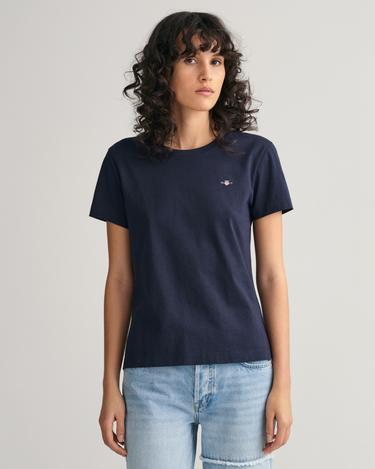  GANT Kadın Lacivert Regular Fit Bisiklet Yaka T-Shirt