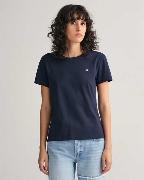  GANT Kadın Lacivert Regular Fit Bisiklet Yaka T-Shirt