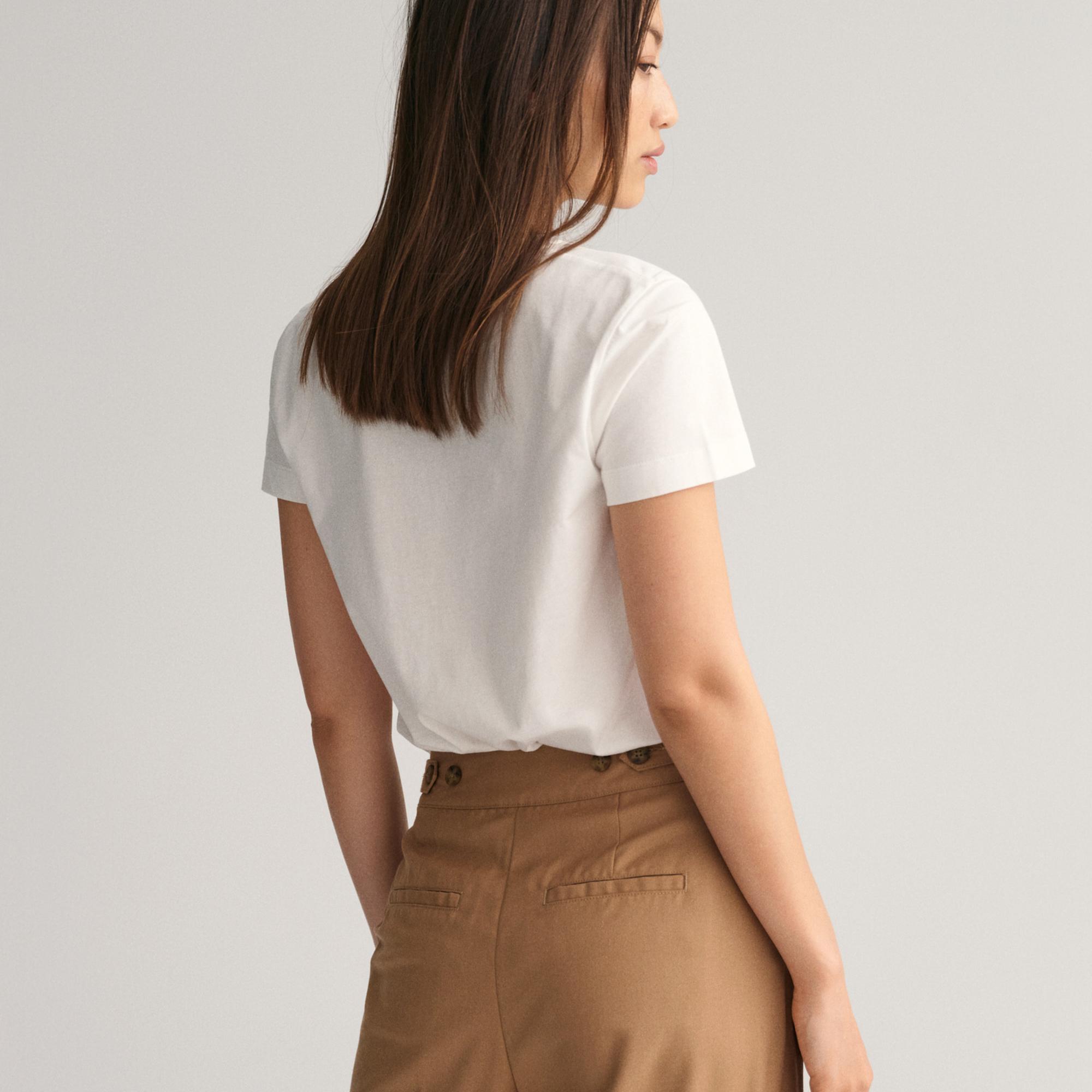 GANT Kadın Beyaz Regular Fit Bisiklet Yaka T-Shirt