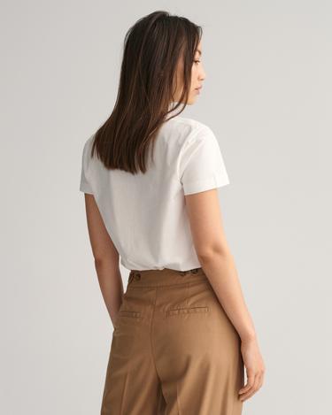  GANT Kadın Beyaz Regular Fit Bisiklet Yaka T-Shirt