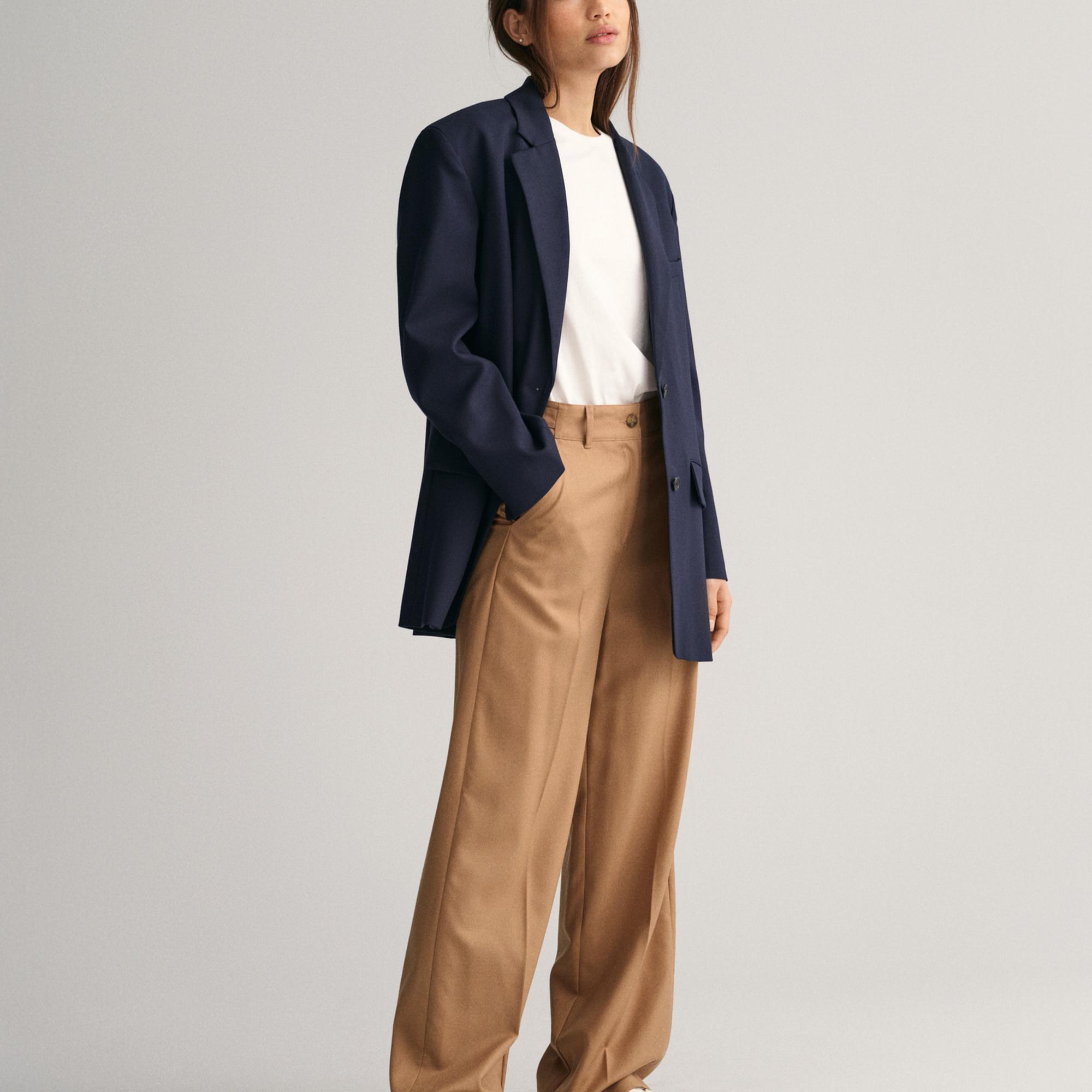 GANT Kadın Beyaz Regular Fit Bisiklet Yaka T-Shirt