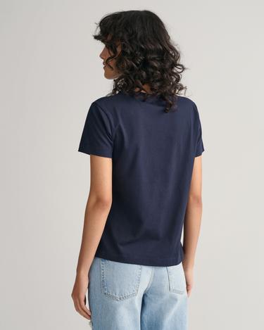  GANT Kadın Lacivert Regular Fit Bisiklet Yaka T-Shirt