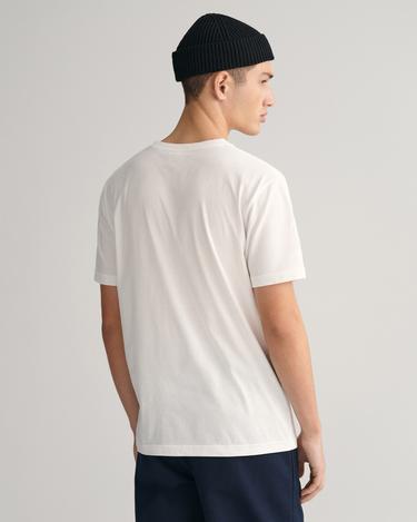  GANT Erkek Beyaz Regular Fit Bisiklet Yaka Logolu T-shirt