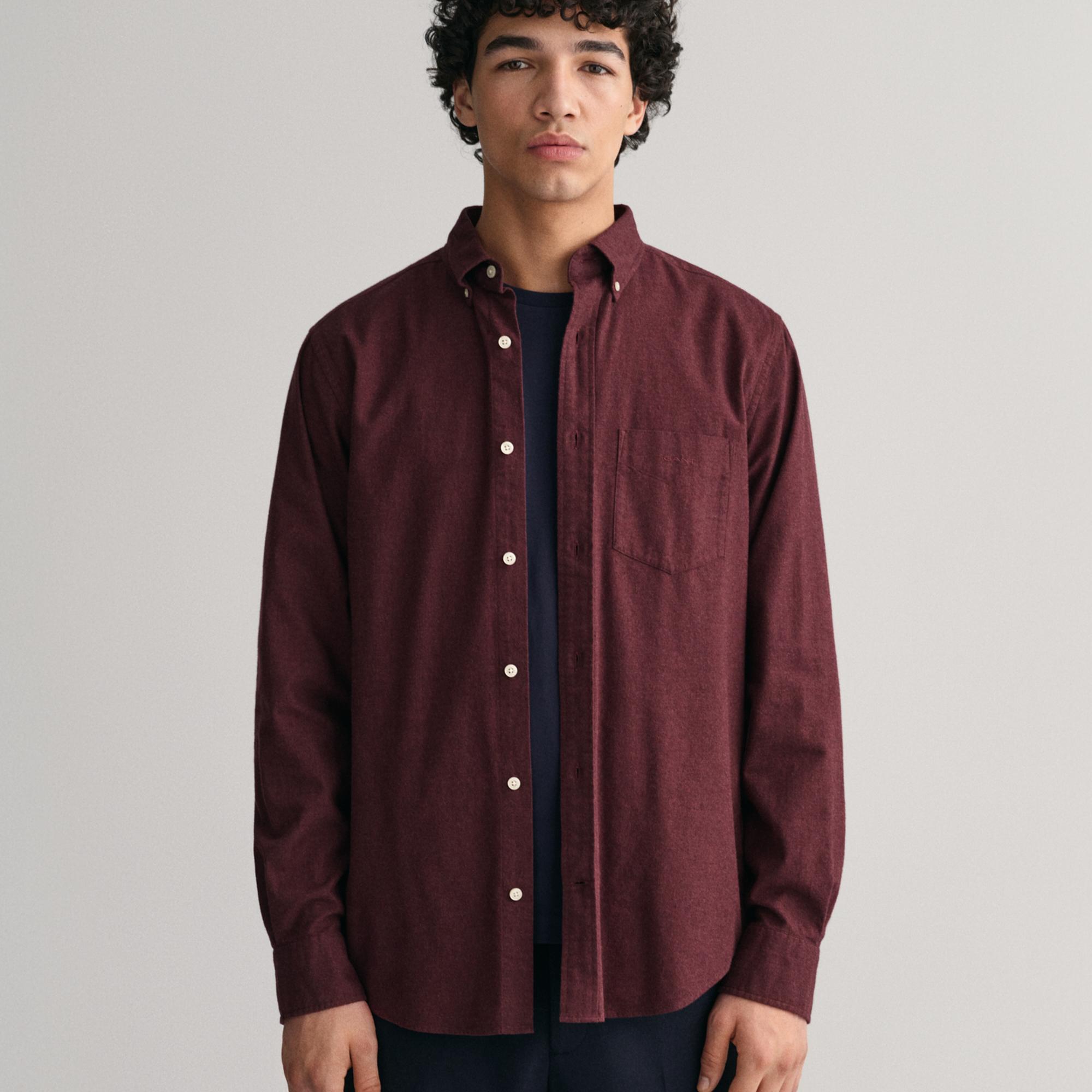 GANT Erkek Bordo Regular Fit Düğmeli Yaka Gömlek