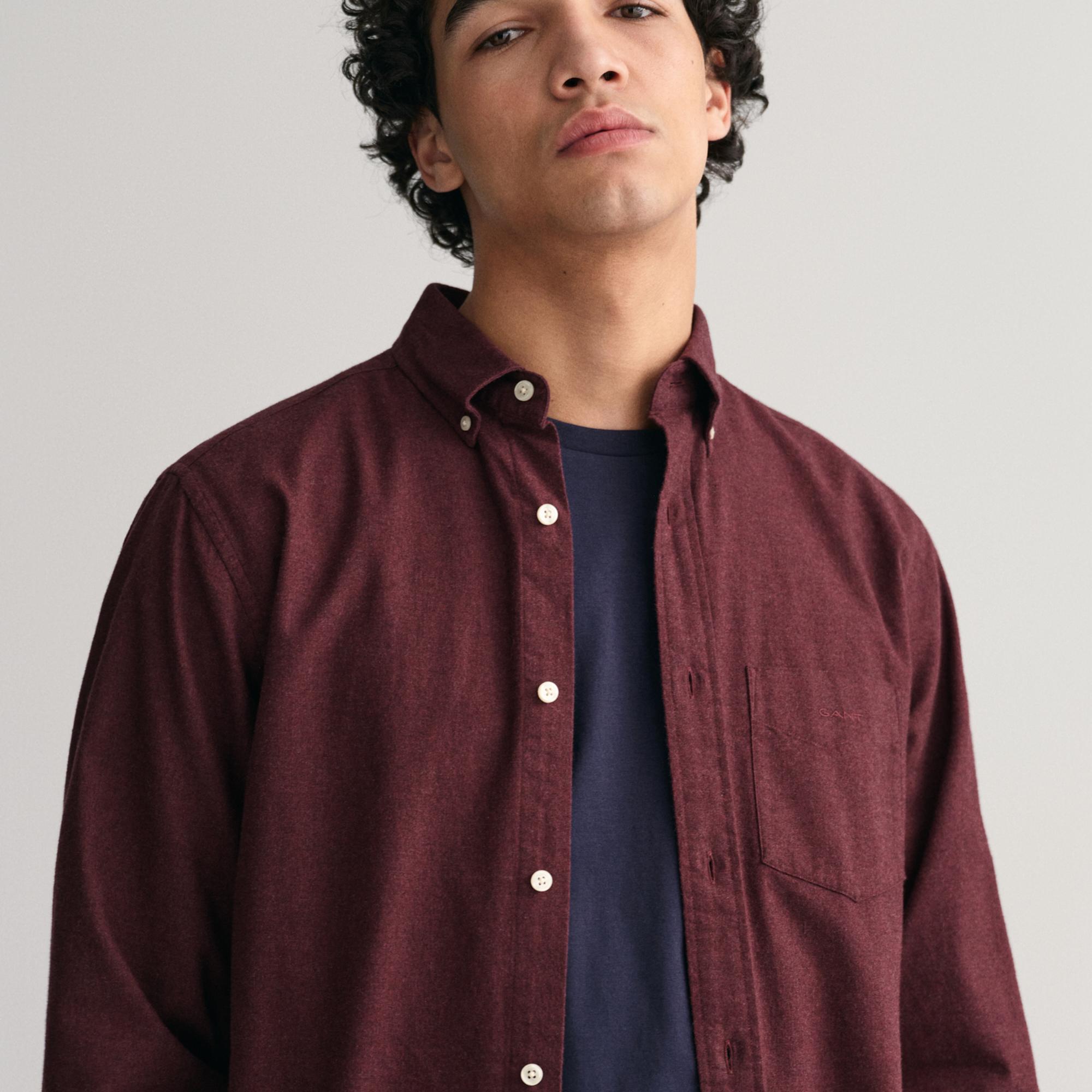 GANT Erkek Bordo Regular Fit Düğmeli Yaka Gömlek