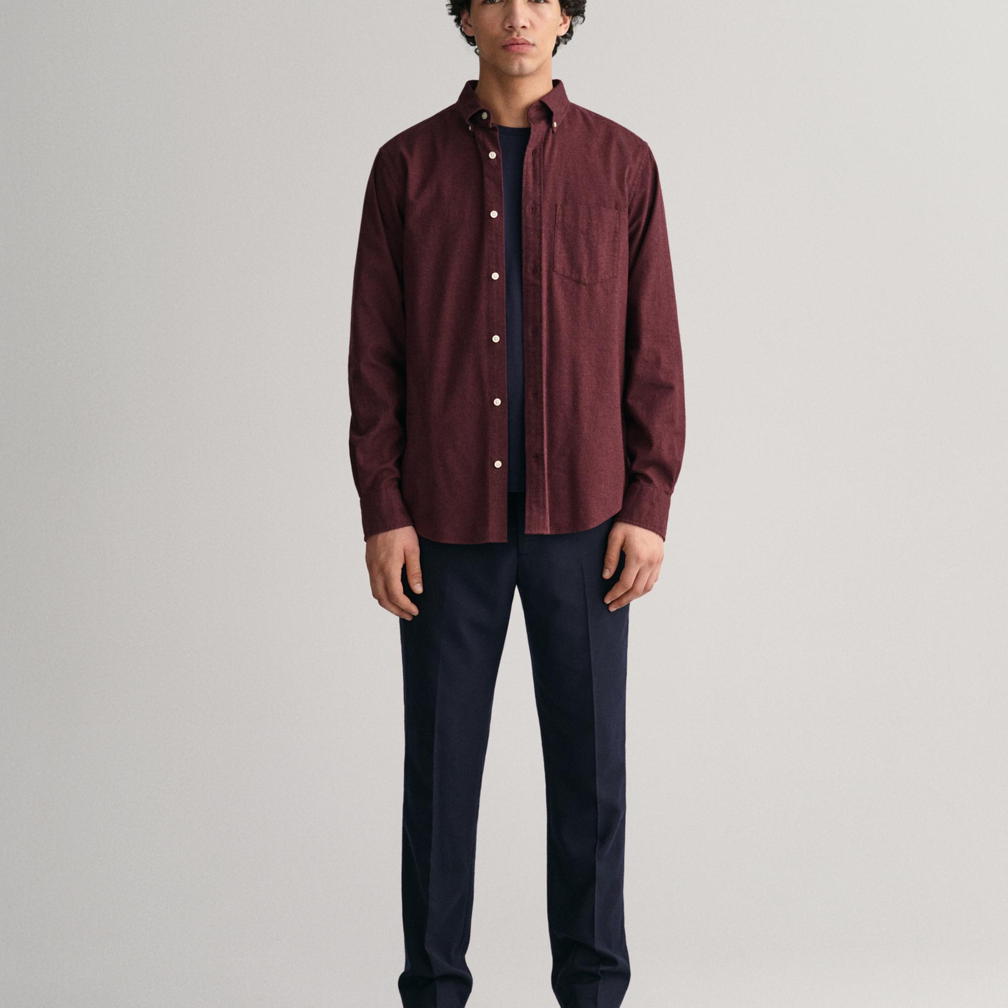 GANT Erkek Bordo Regular Fit Düğmeli Yaka Gömlek