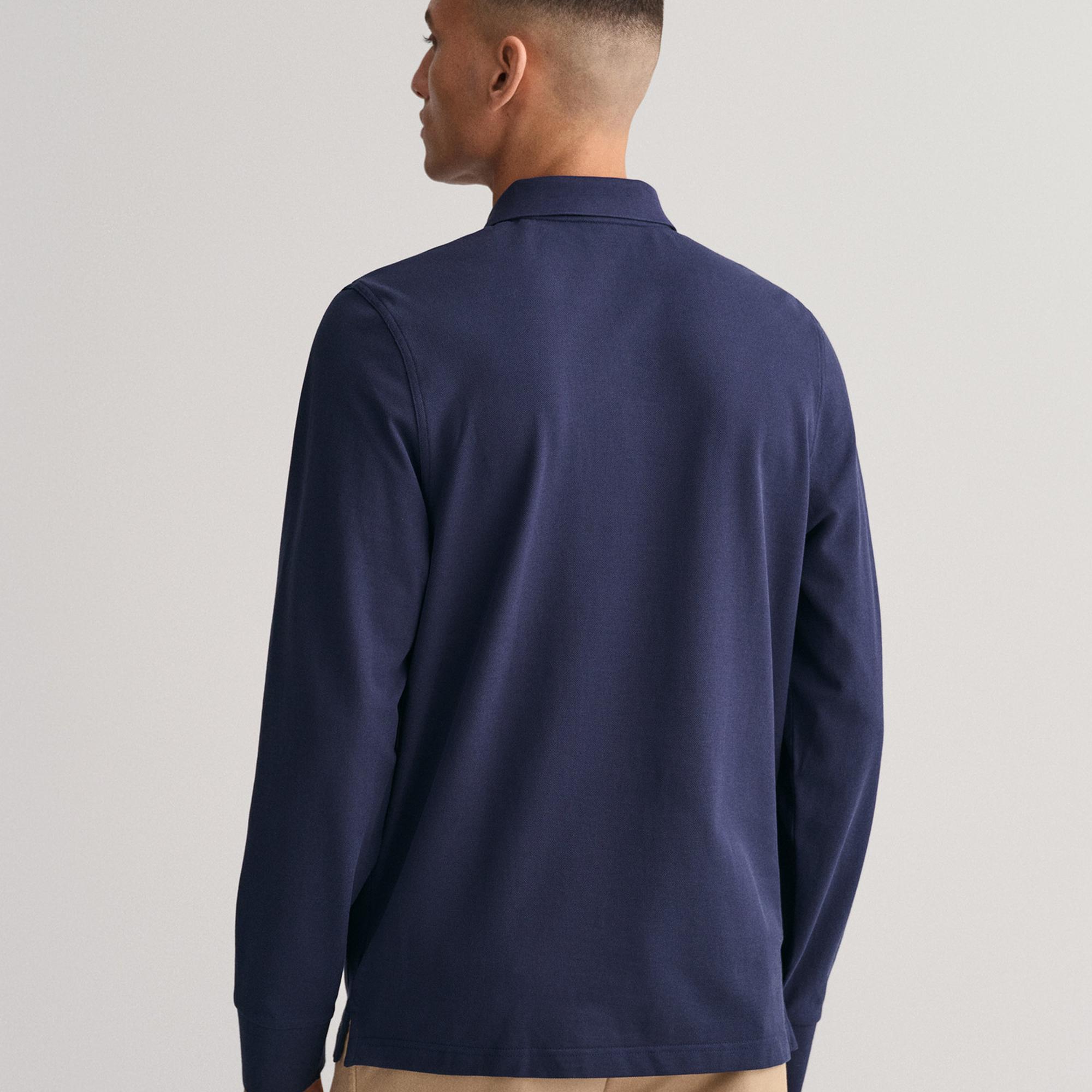 GANT Erkek Lacivert Regular Fit Uzun Kollu Polo