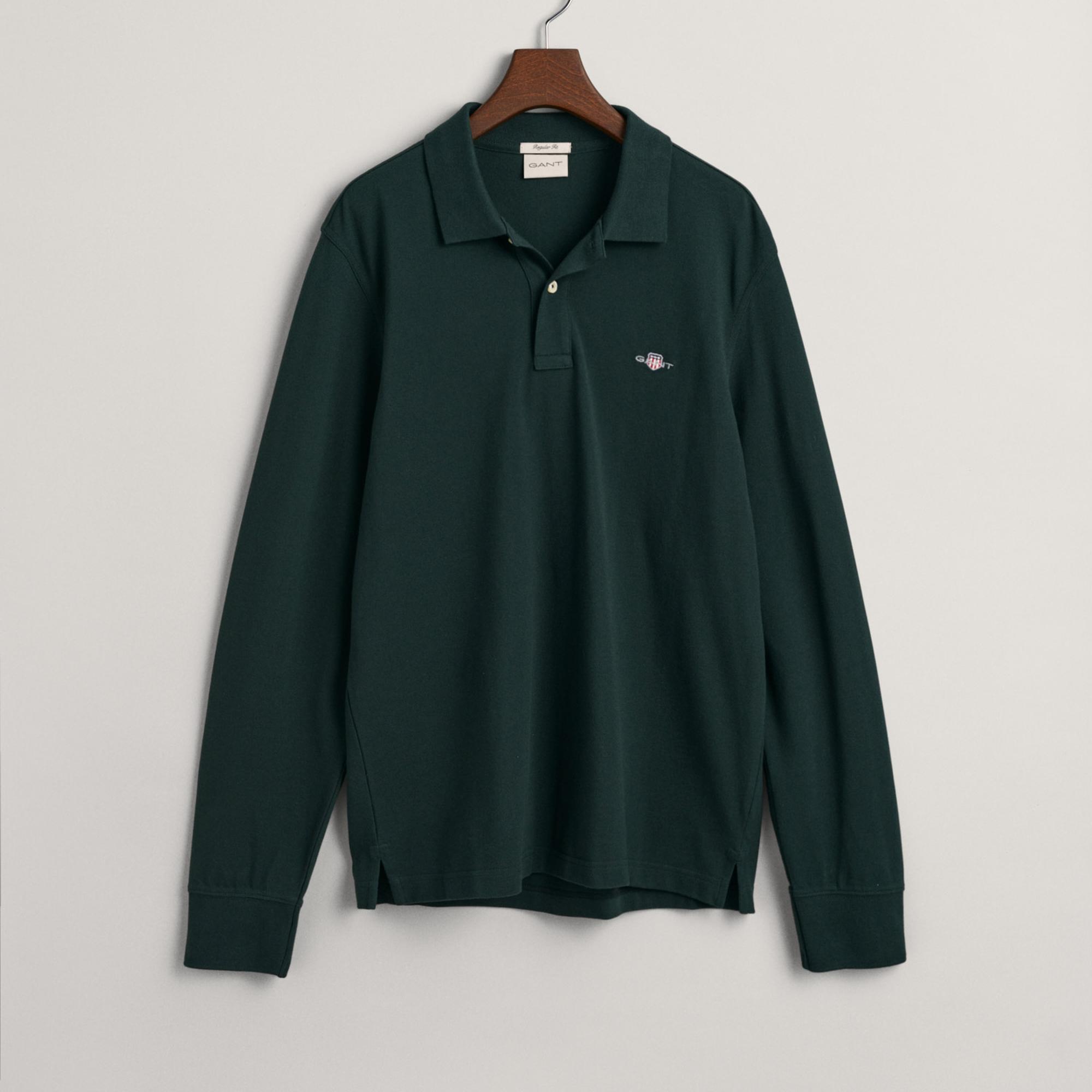 GANT Erkek Yeşil Regular Fit Uzun Kollu Polo