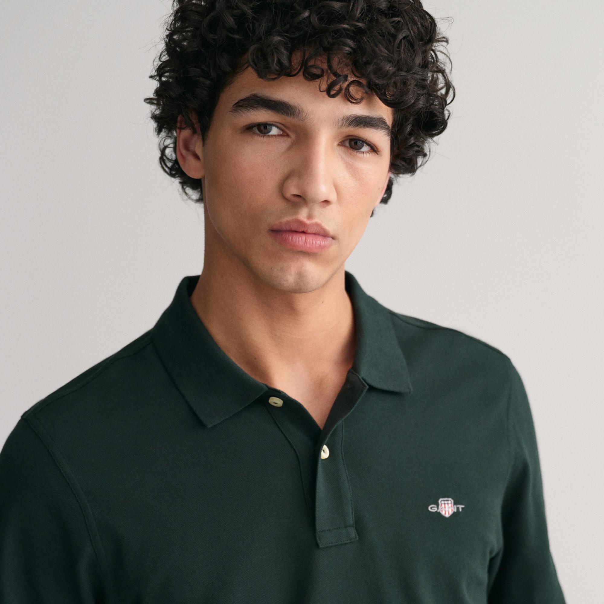 GANT Erkek Yeşil Regular Fit Uzun Kollu Polo