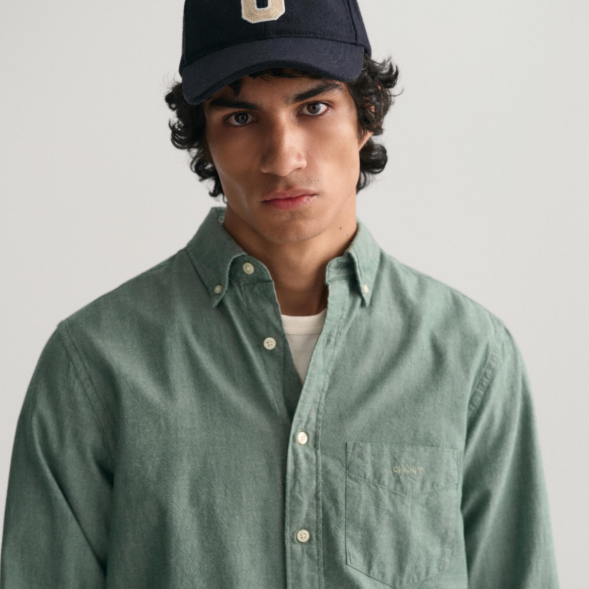 GANT Erkek Yeşil Regular Fit Düğmeli Yaka Gömlek