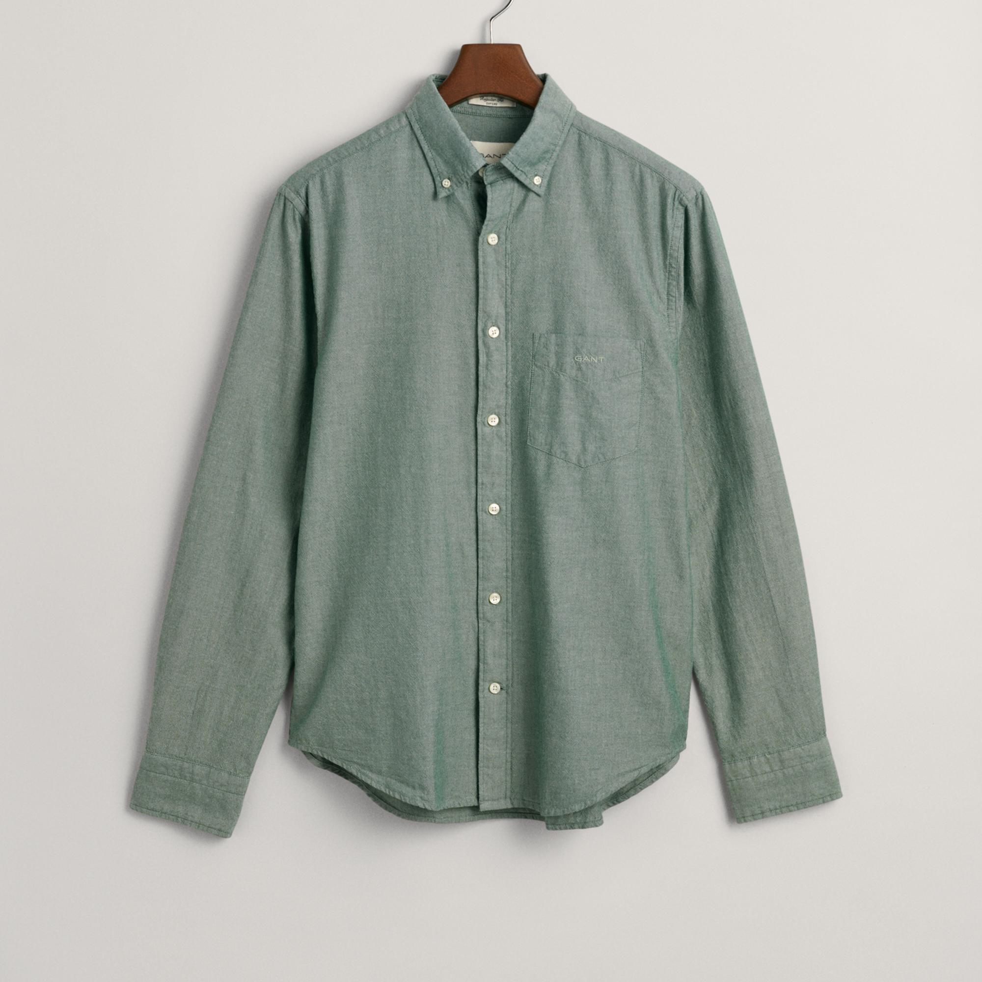 GANT Erkek Yeşil Regular Fit Düğmeli Yaka Gömlek