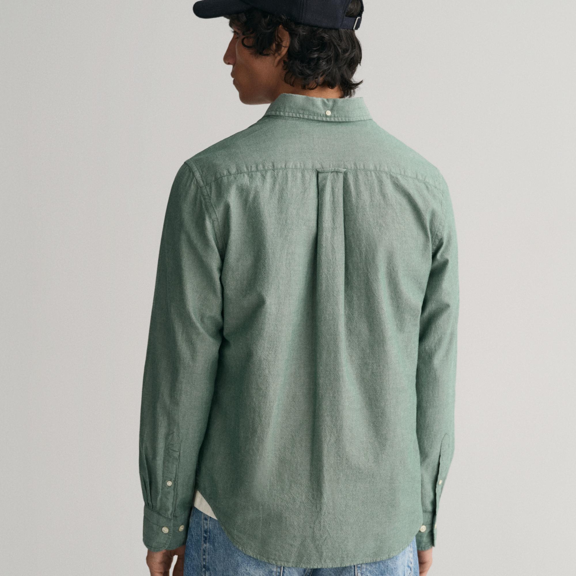 GANT Erkek Yeşil Regular Fit Düğmeli Yaka Gömlek