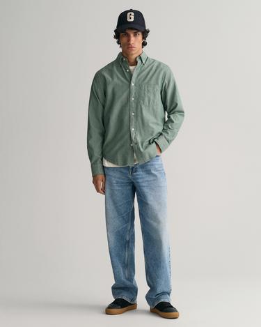  GANT Erkek Yeşil Regular Fit Düğmeli Yaka Gömlek