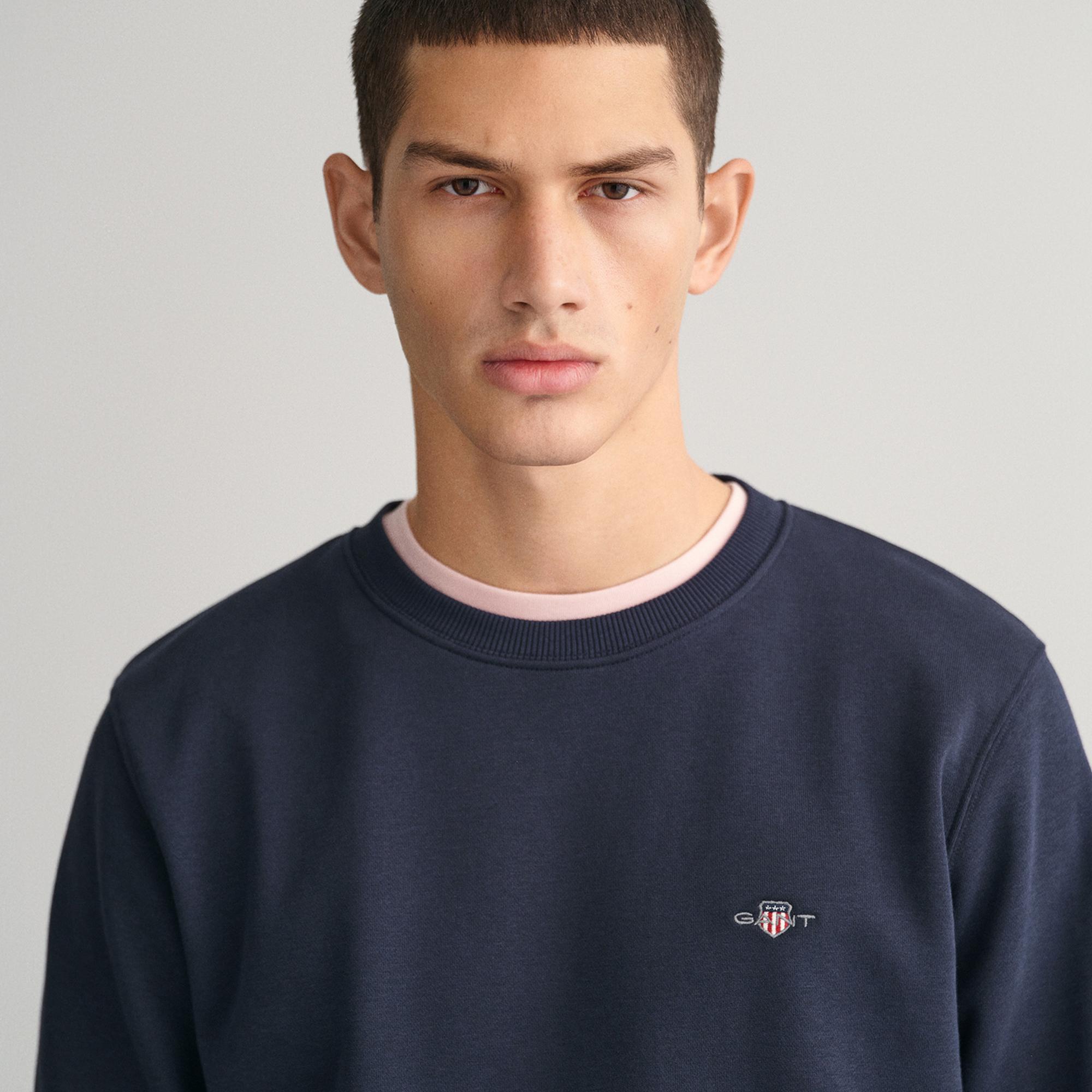 GANT Erkek Lacivert Regular Fit Bisiklet Yaka Sweatshirt