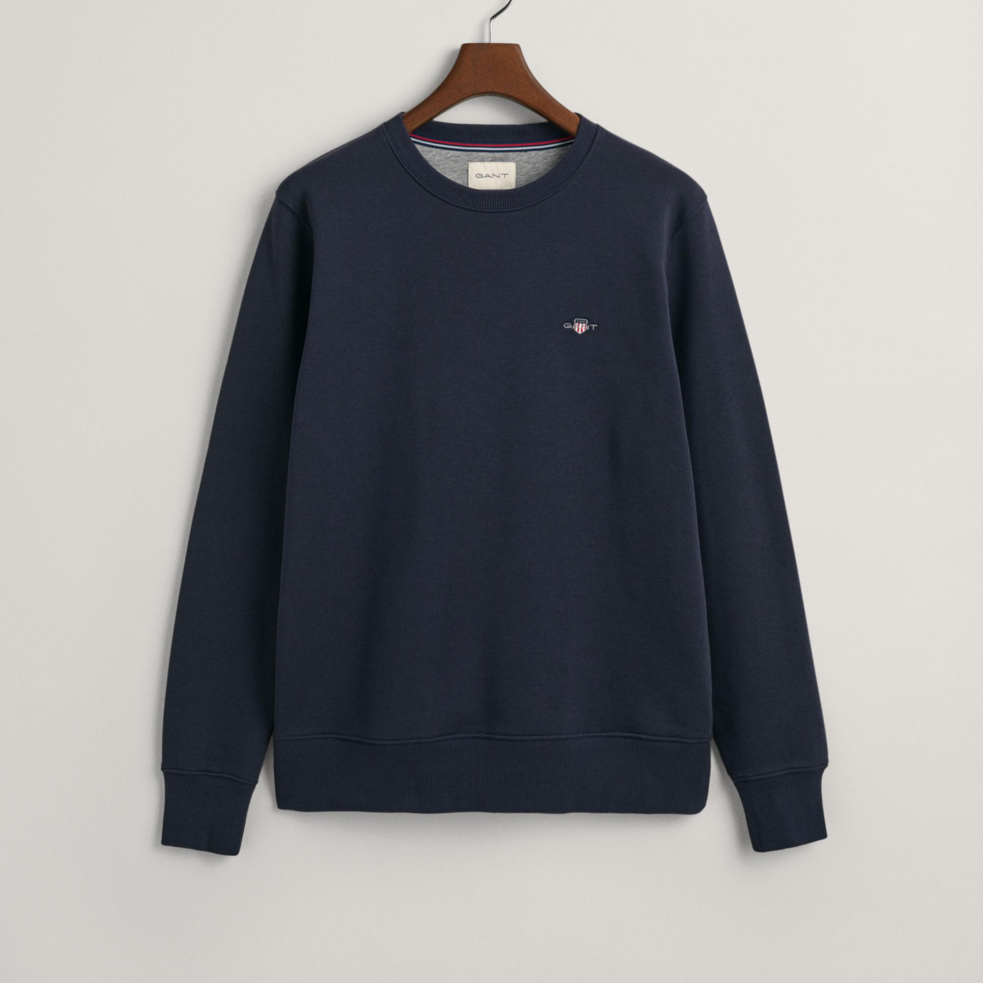GANT Erkek Lacivert Regular Fit Bisiklet Yaka Sweatshirt