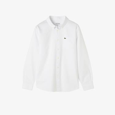  Erkek Regular Fit Düğmeli Yaka Organik Pamuk Beyaz Gömlek