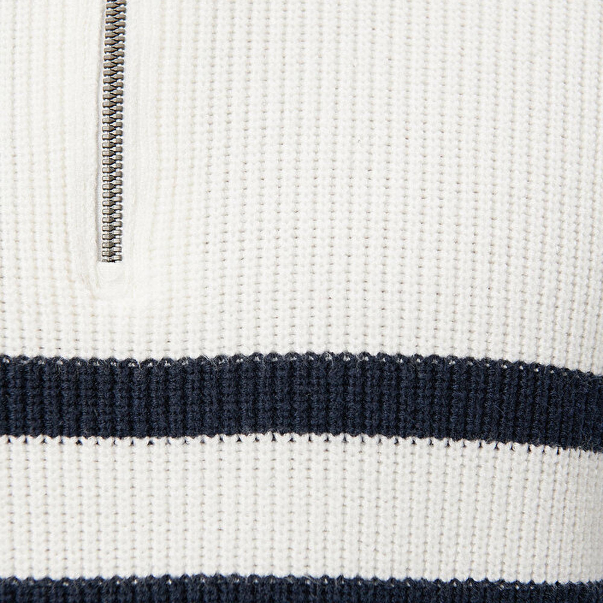 Mavi Çizgili Beyaz Kazak Slim Fit / Dar Kesim 0710131-70057