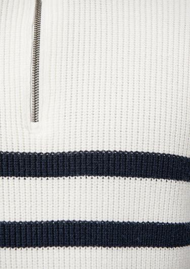  Mavi Çizgili Beyaz Kazak Slim Fit / Dar Kesim 0710131-70057