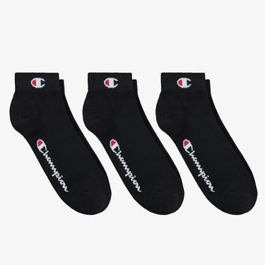  Champion Quarter 3'lü Unisex Siyah Çorap