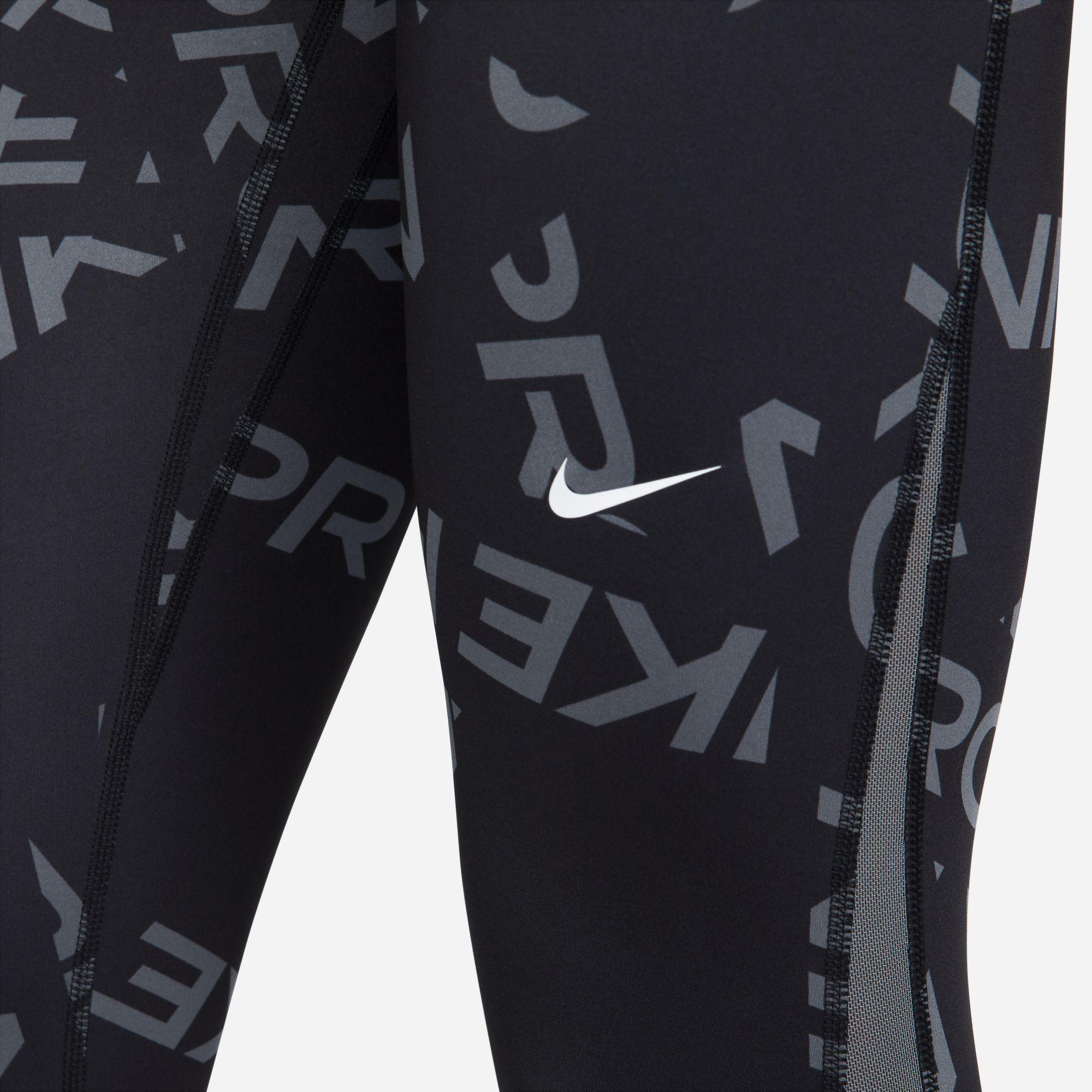 Nike Pro Dri-FIT Mid Rise 7/8 Aop Kadın Siyah Tayt