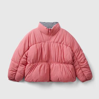  Benetton Çift Taraflı Pufa Çocuk Pembe Mont