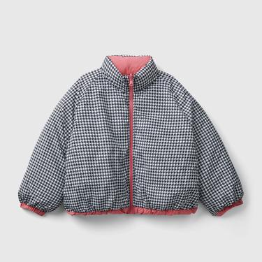  Benetton Çift Taraflı Pufa Çocuk Pembe Mont