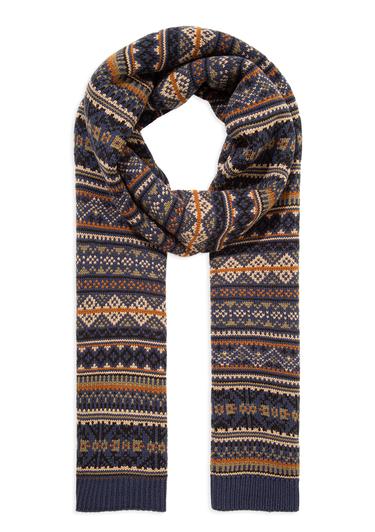  Mavi Jakarlı Lacivert Atkı 091059-29764