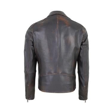  Santo Siyah Erkek Vintage Deri Ceket