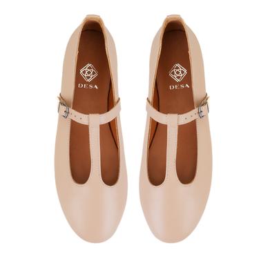  Matilda Bej Kadın T-Bant Mary Jane Deri Babet