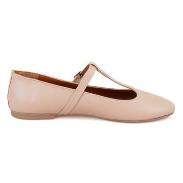  Matilda Bej Kadın T-Bant Mary Jane Deri Babet