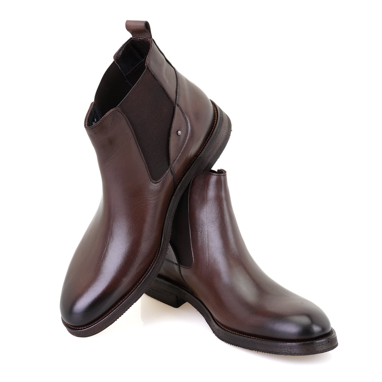 Pravin Kahve Erkek Lastikli Deri Chelsea Bot - Görsel 5