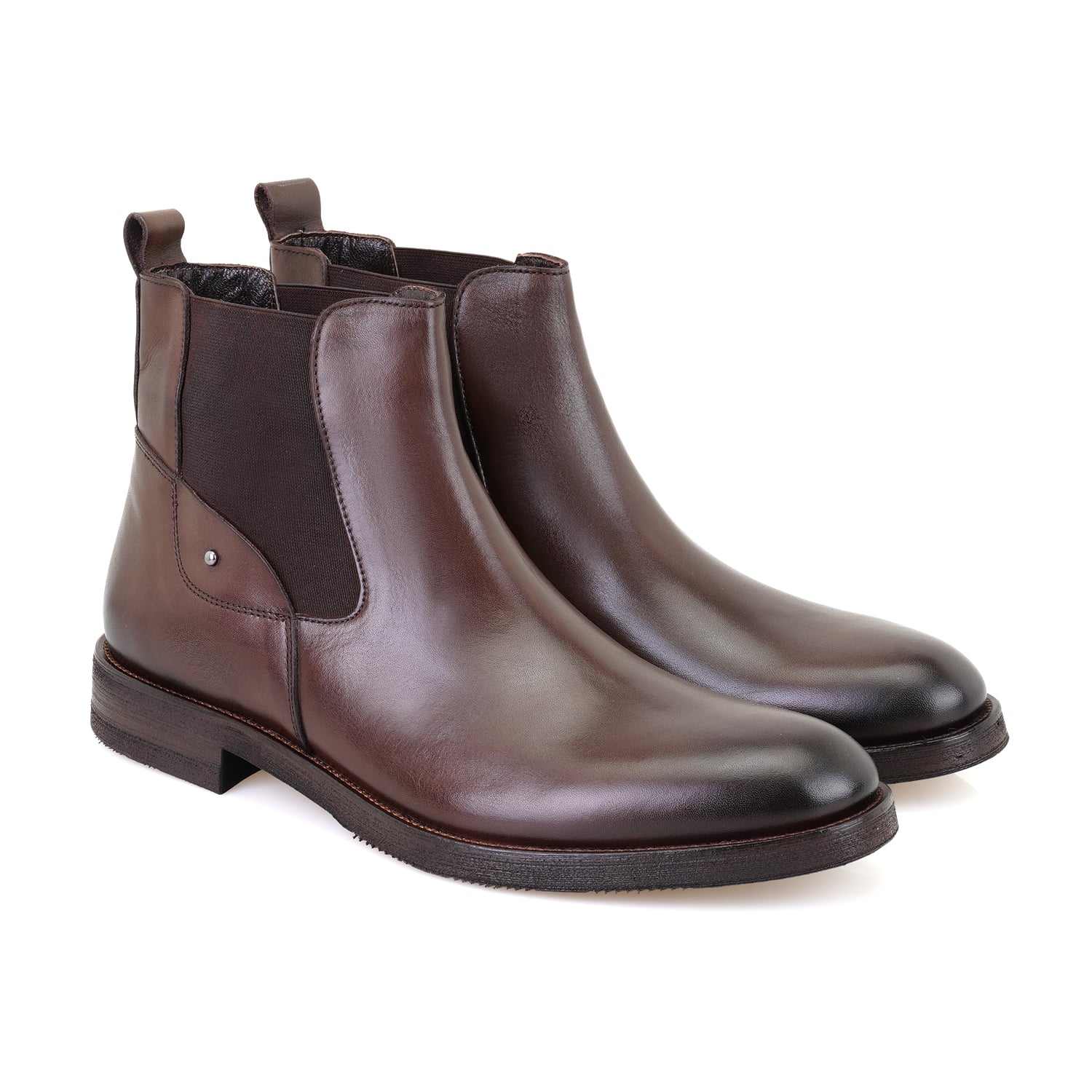 Pravin Kahve Erkek Lastikli Deri Chelsea Bot - Görsel 2