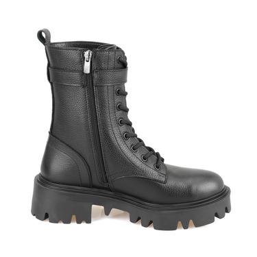  Kadın Siyah Fermuarlı Deri Bot