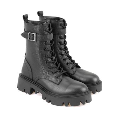  Kadın Siyah Fermuarlı Deri Bot