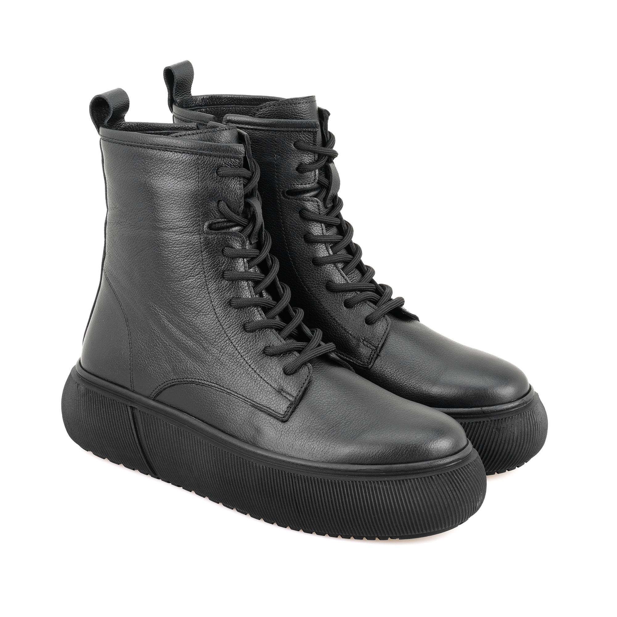 Juno Siyah Kadın Fermuarlı Deri Bot