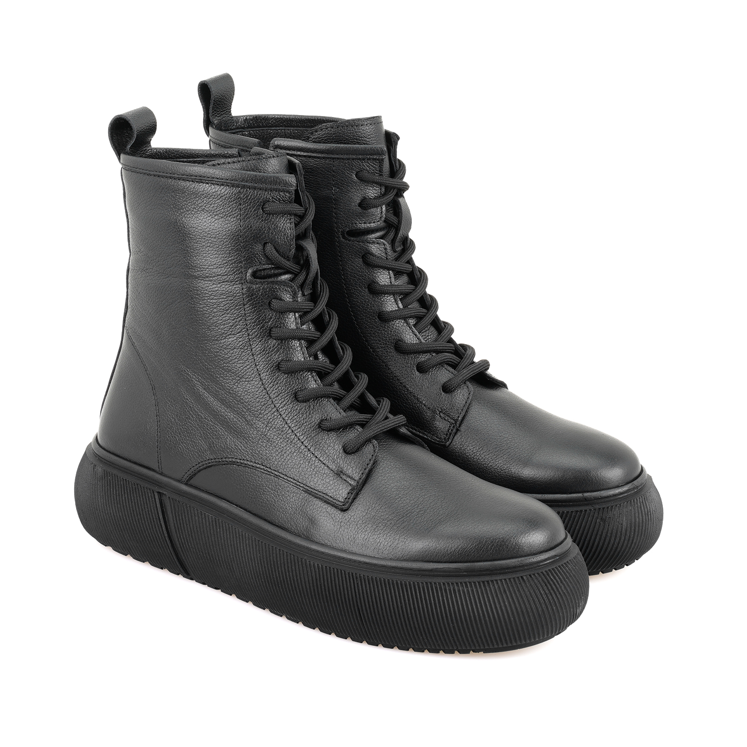  Juno Siyah Kadın Fermuarlı Deri Bot