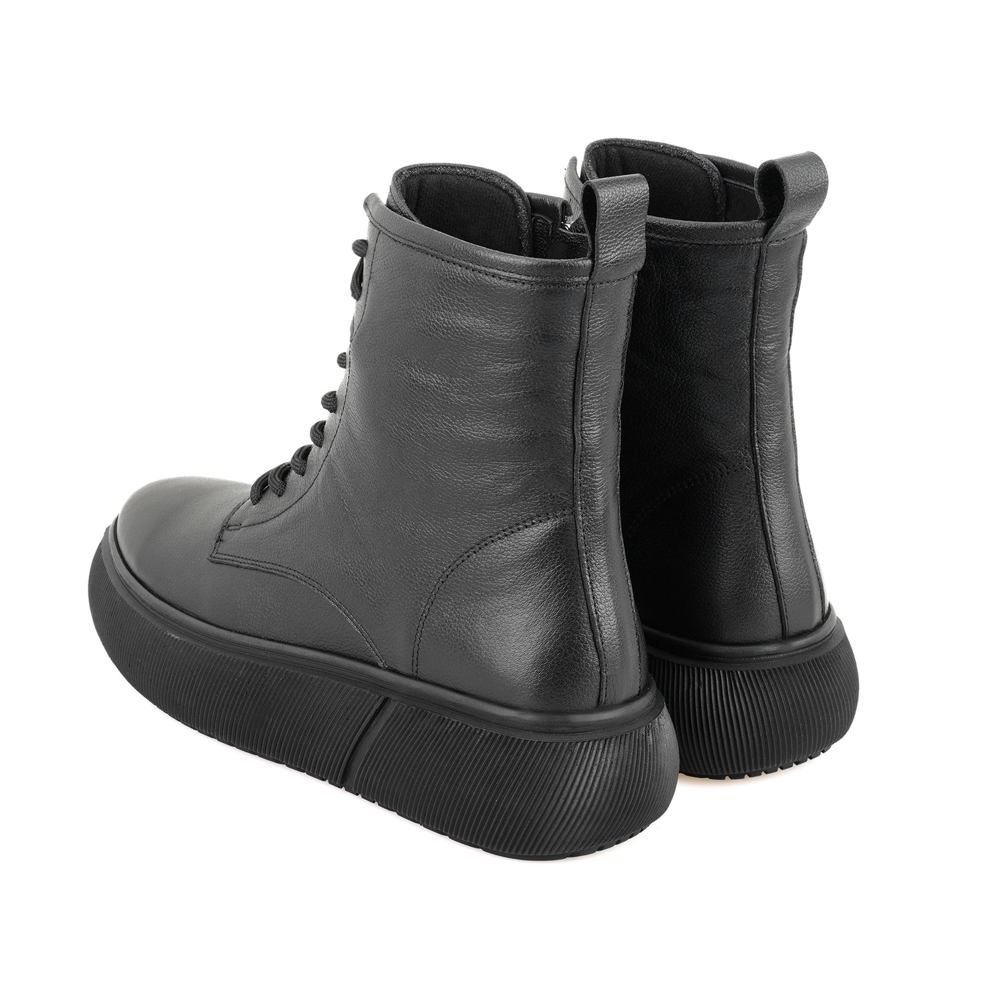 Juno Siyah Kadın Fermuarlı Deri Bot