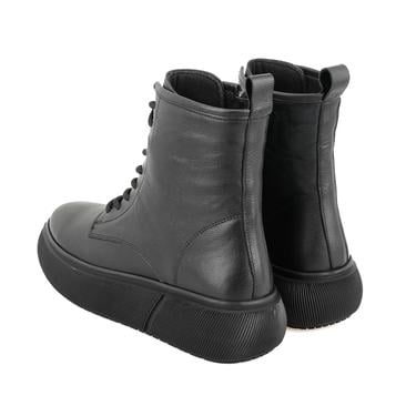  Juno Siyah Kadın Fermuarlı Deri Bot