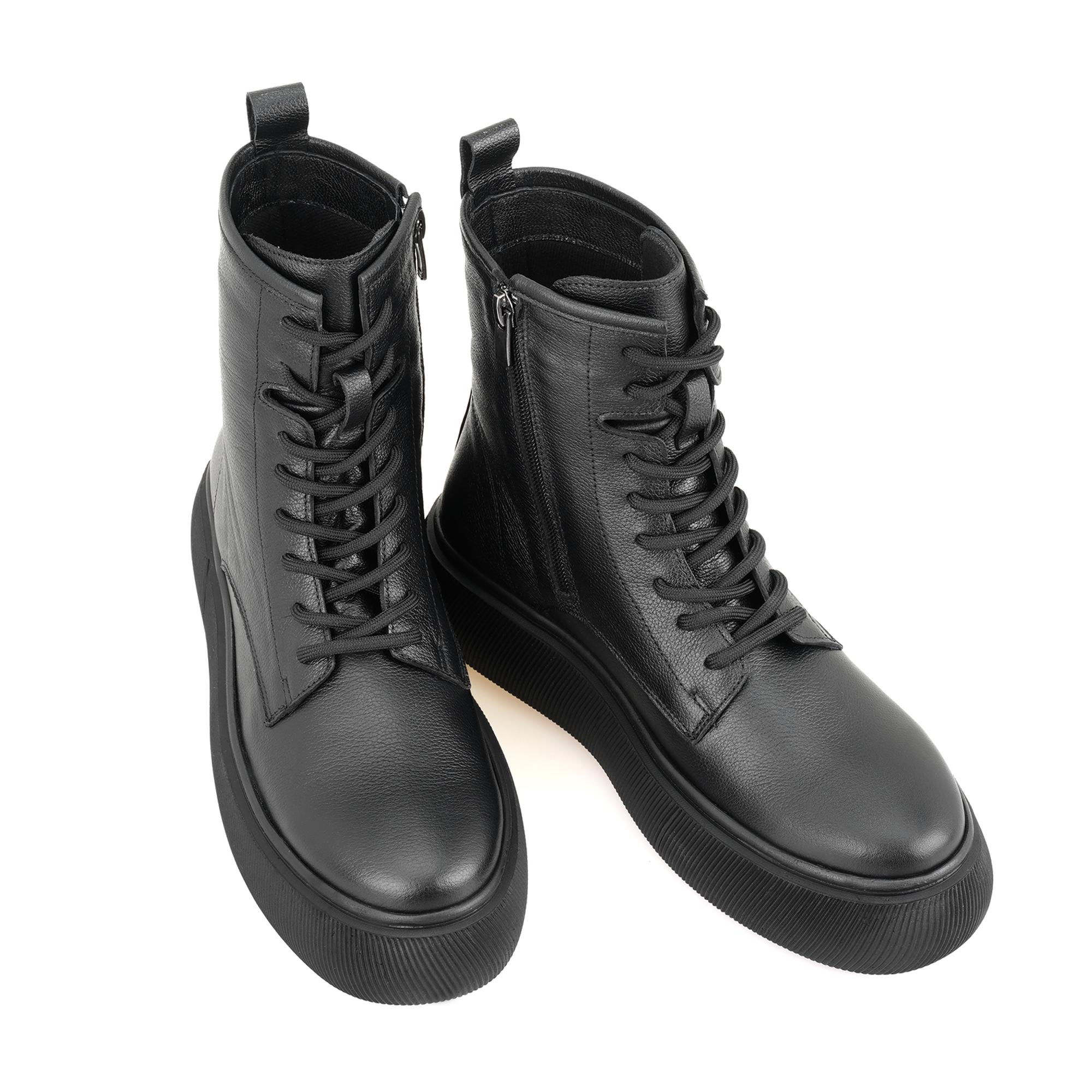 Juno Siyah Kadın Fermuarlı Deri Bot