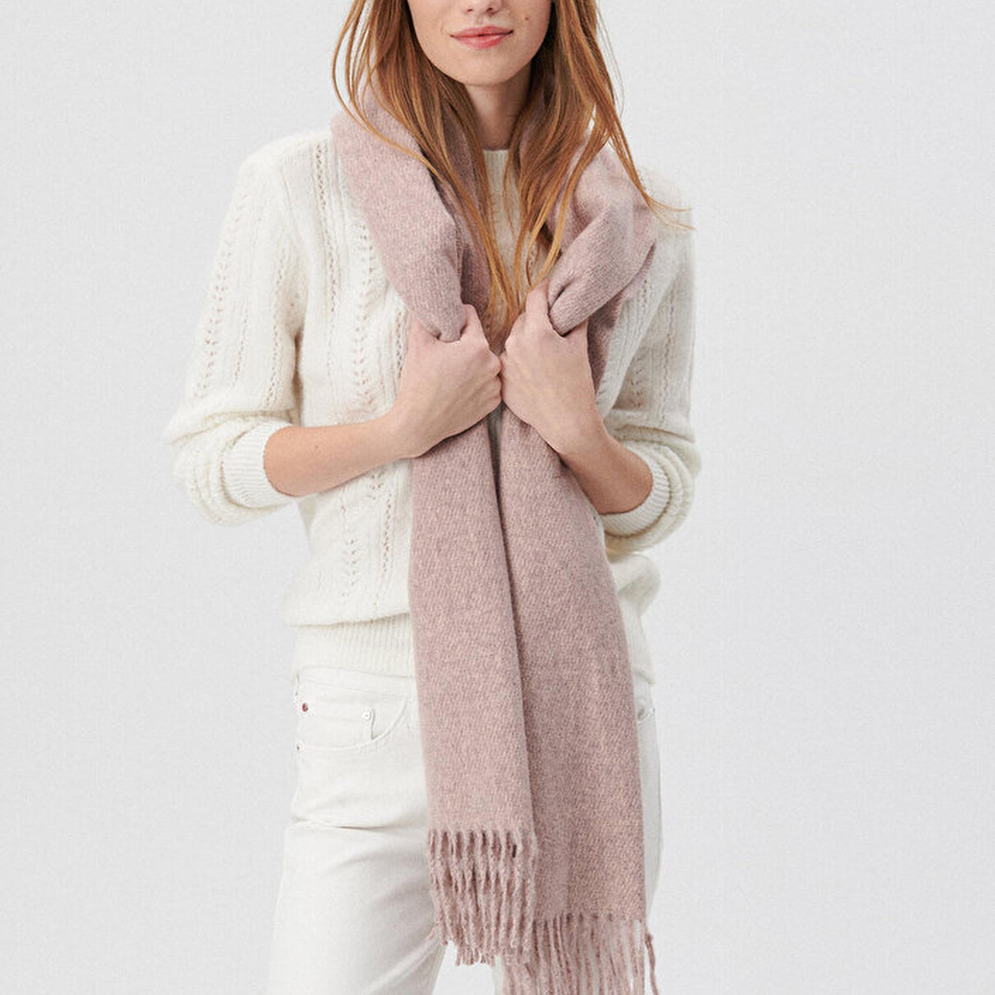 Mavi Püsküllü Pembe Atkı 198940-34526