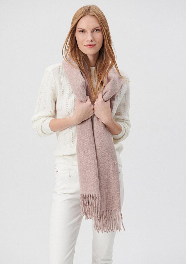  Mavi Püsküllü Pembe Atkı 198940-34526