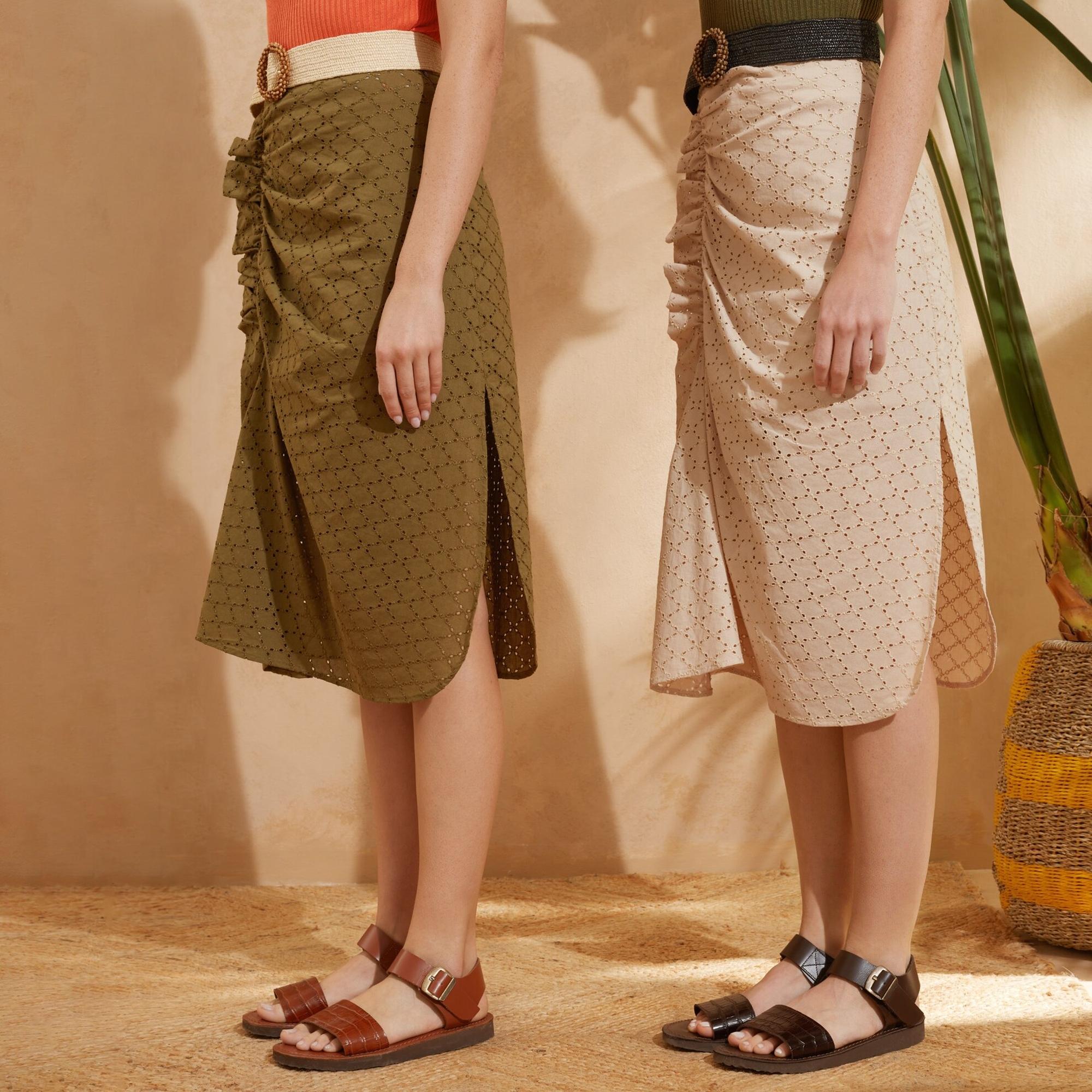 Kroko Desen Deri Sandalet