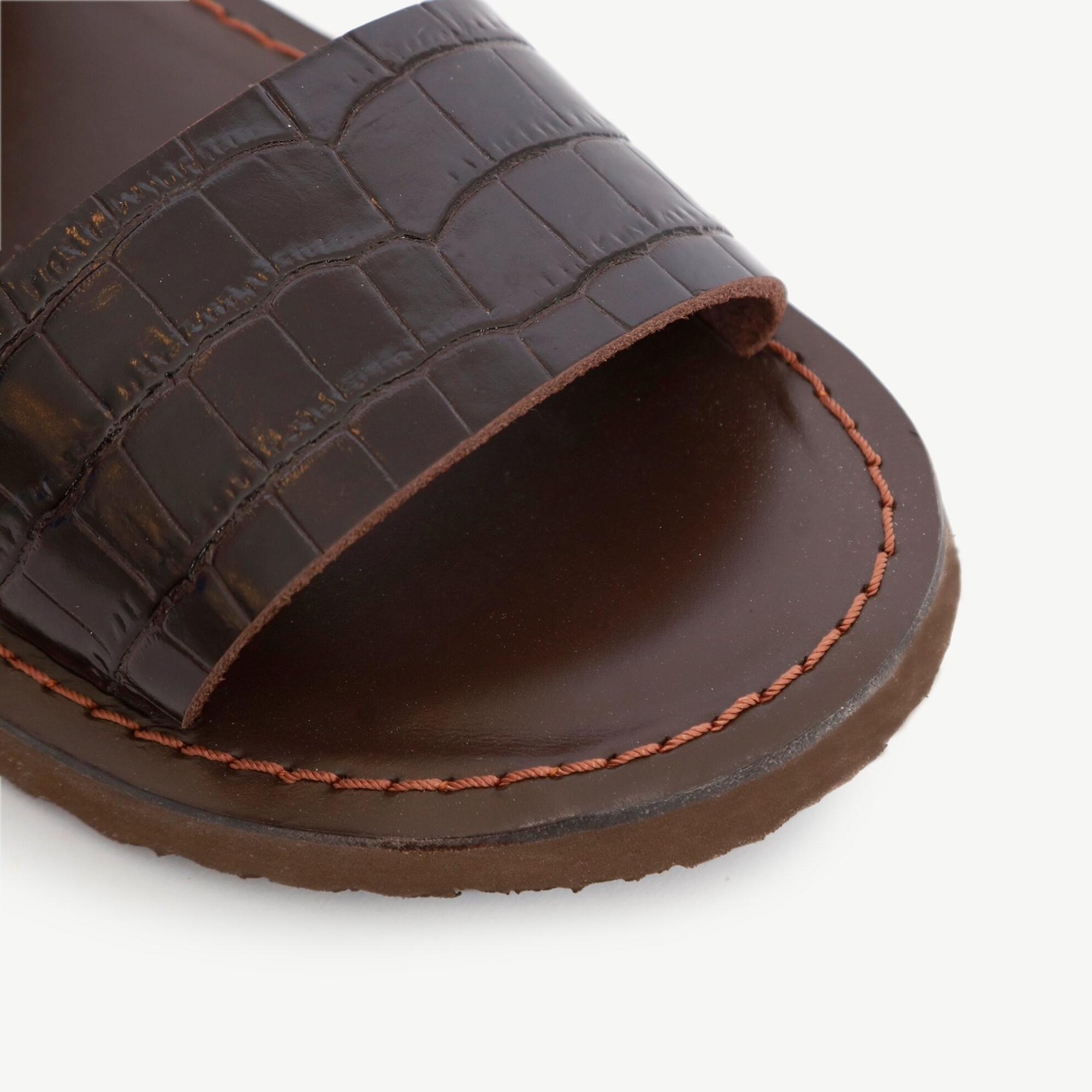 Kroko Desen Deri Sandalet