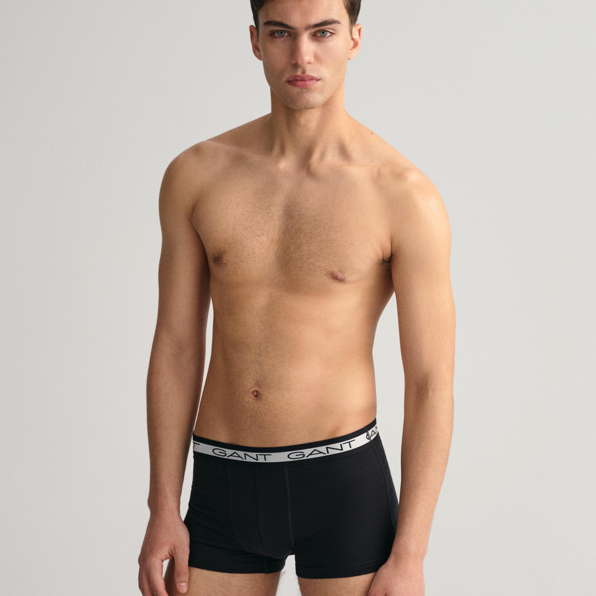 GANT Erkek Siyah Slim Fit Logolu 3'lü Boxer