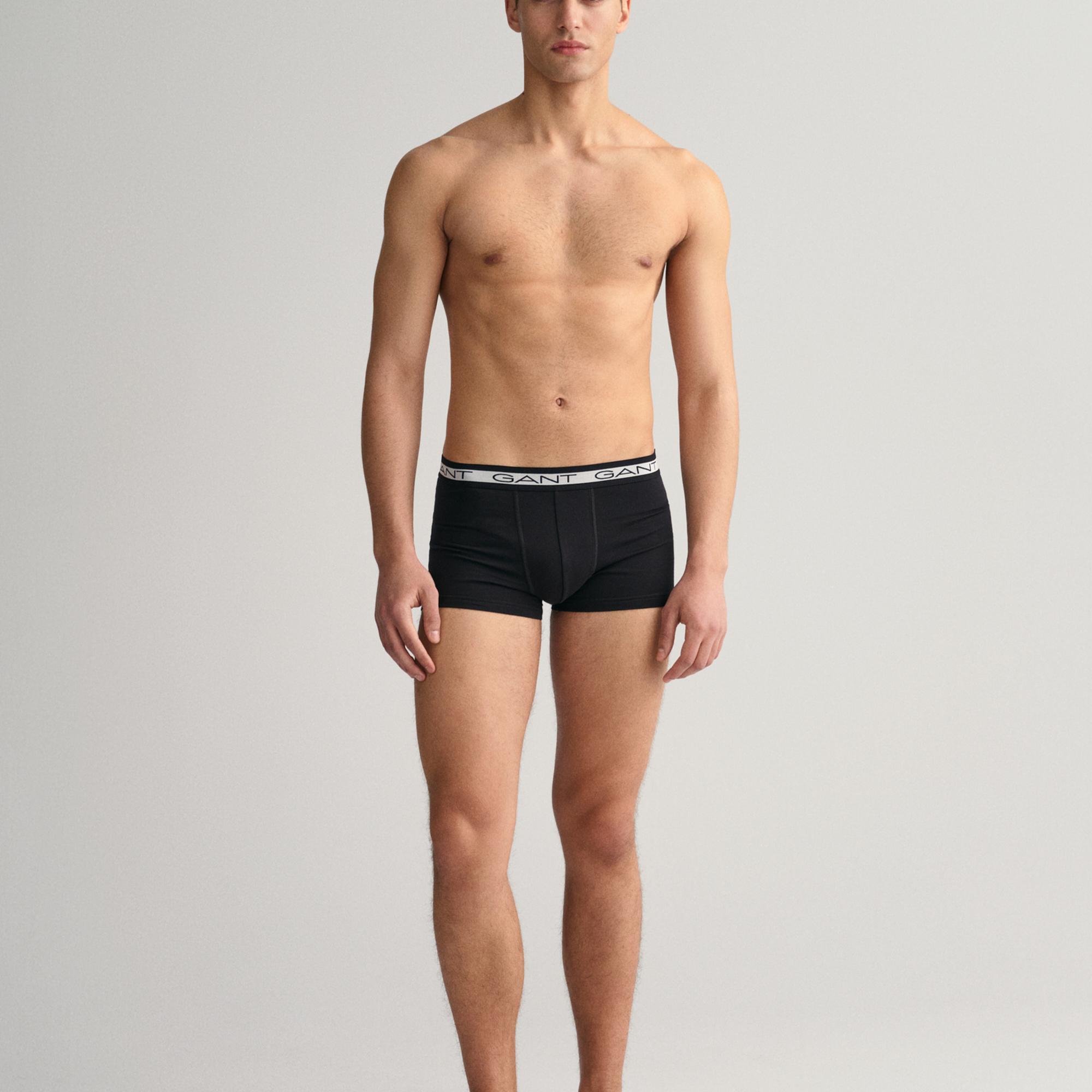 GANT Erkek Siyah Slim Fit Logolu 3'lü Boxer