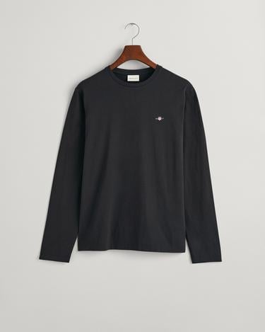  GANT Erkek Siyah Regular Fit Bisiklet Yaka Uzun Kollu T-Shirt