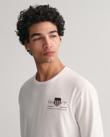  GANT Erkek Beyaz Regular Fit Bisiklet Yaka Logolu T-shirt